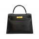 エルメス HERMES ケリー28　ボックスカーフ　ノワール/黒　L刻印　G金具
